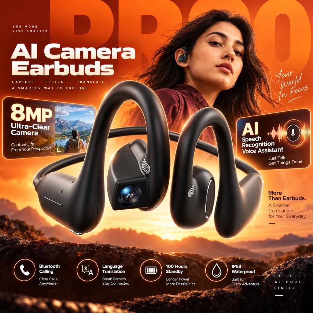 Video Games - AI Smart Camera Earbuds Bluetooth Headphones