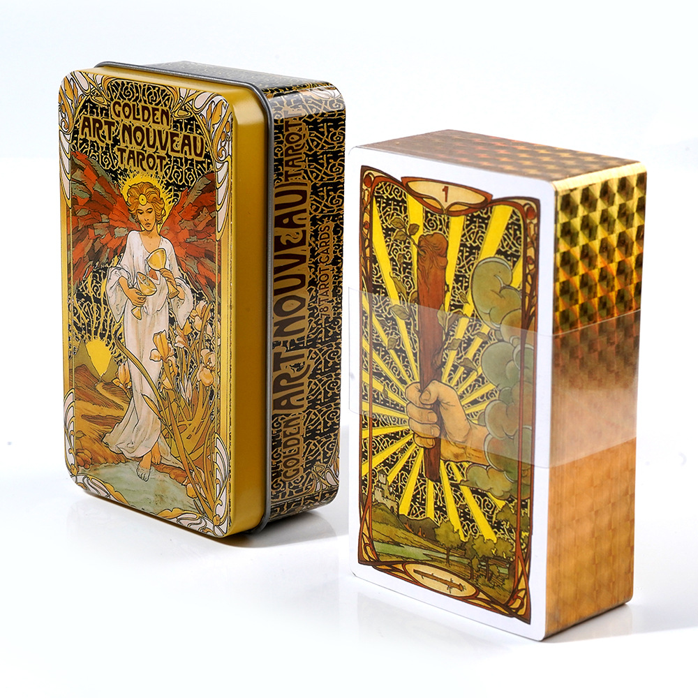 10.3*6 cm Golden Art Nouveau T - Tarot Cards Deck With Guidebook 评论和价格
