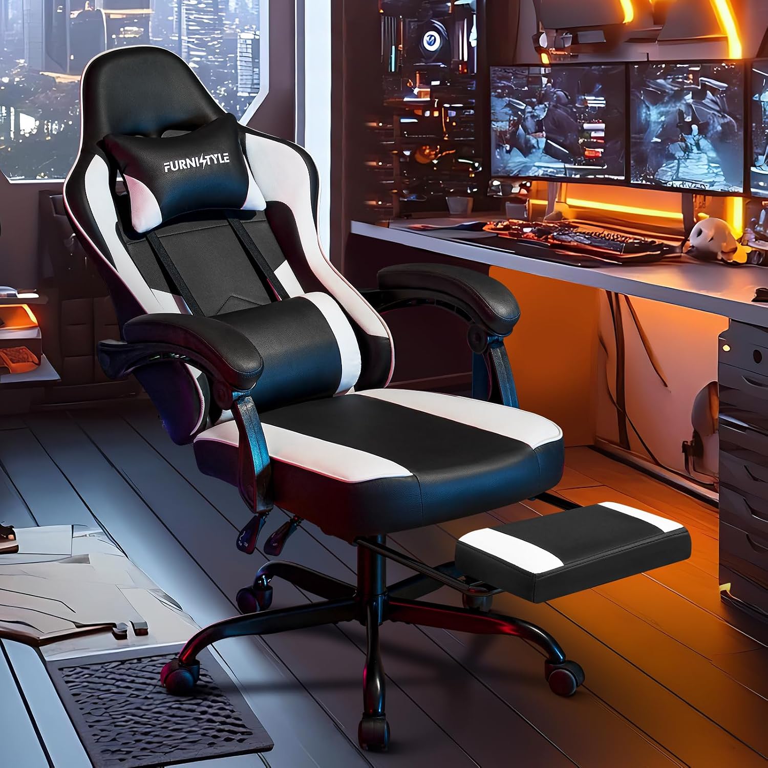 Gaming Chair with Footrest, Vi - Video Games 评论和价格