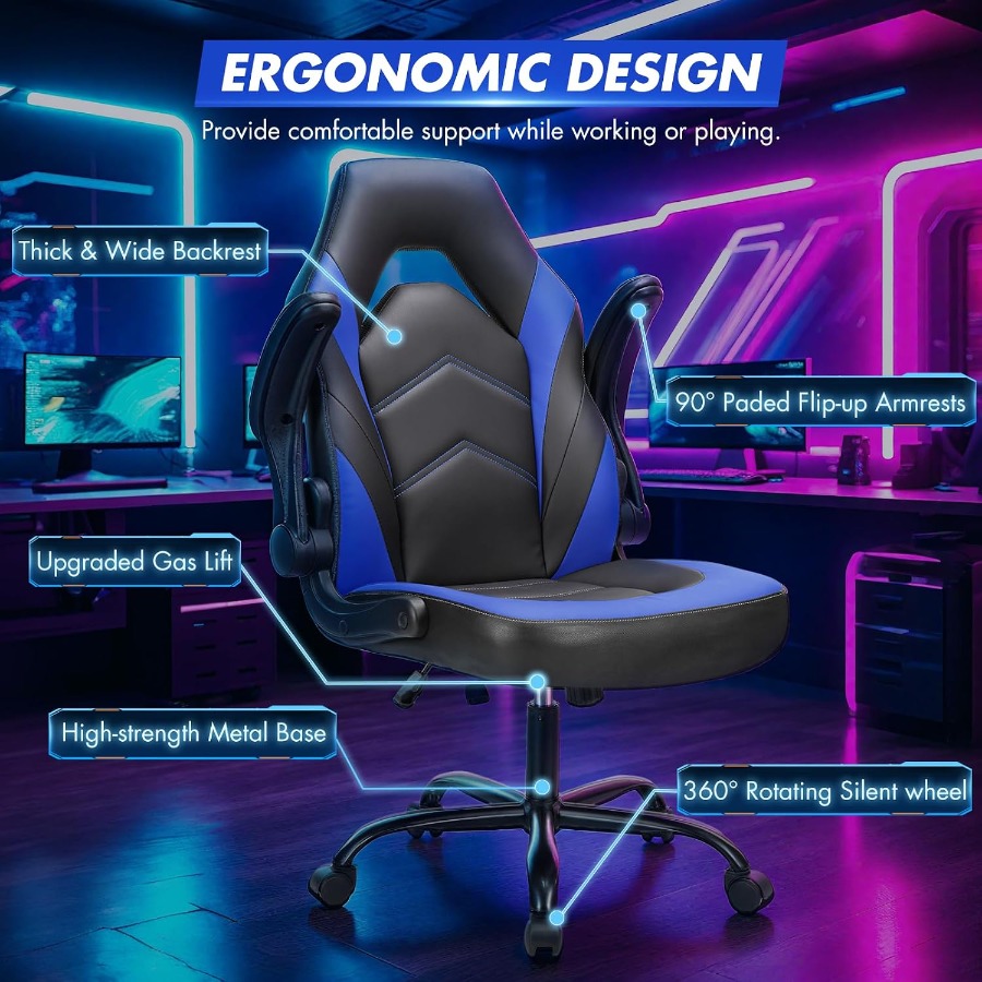 Computer Desk Chair, Lumbar Su - Video Games 评论和价格