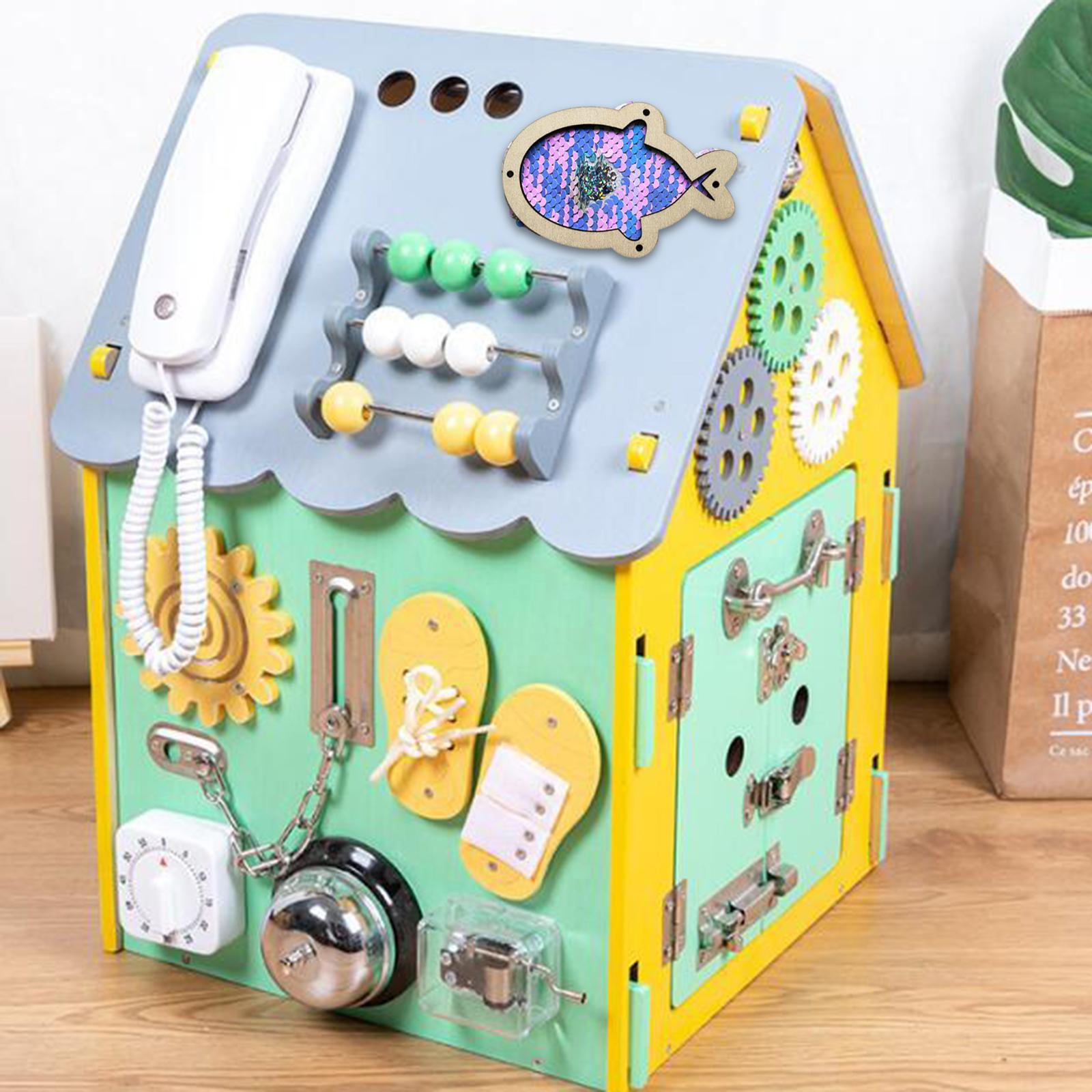 Kids Busy Board Fish Sequin Wo - Montessori Wooden Busy Board Toddler 评论和价格